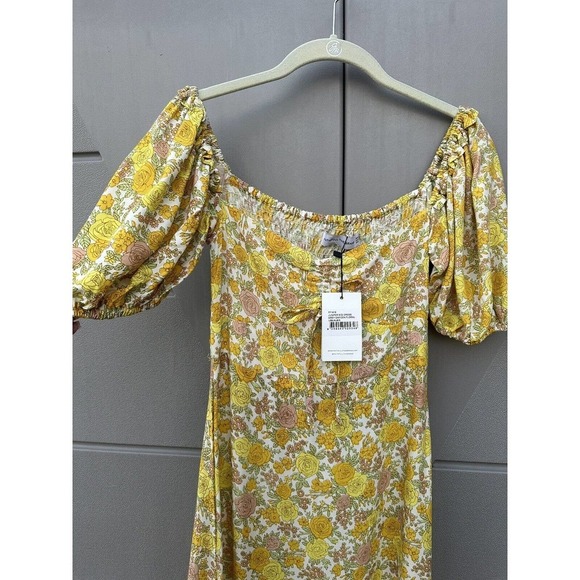 Faithful the brand Juniper midi dress grey garden floral sz 4 - Picture 8 of 13